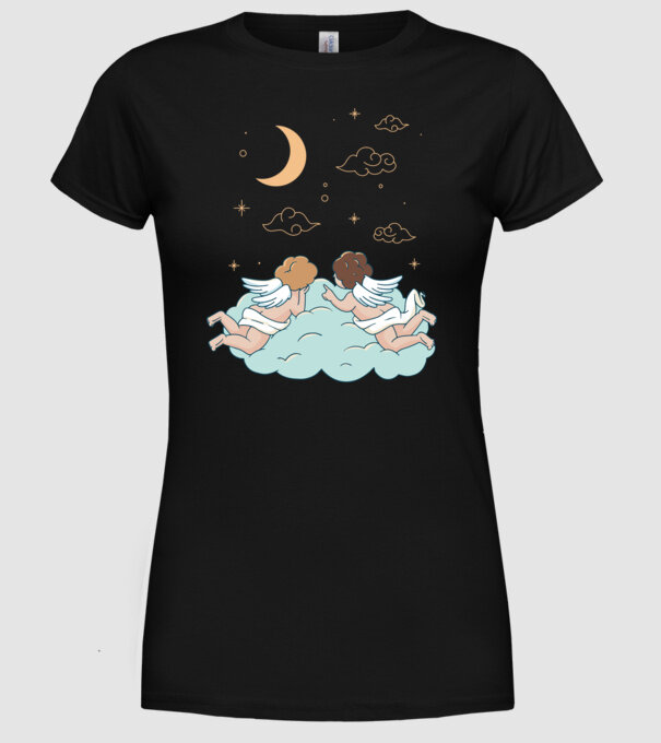 Îngeri model negru pe tricou