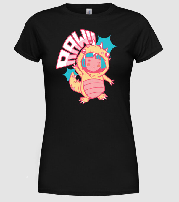 Anime dinozaur model negru pe tricou