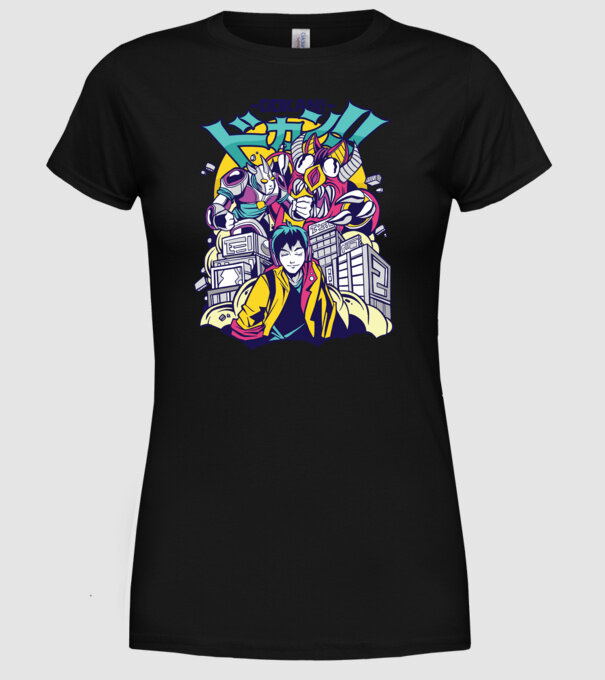 Anime Godzilla model negru pe tricou
