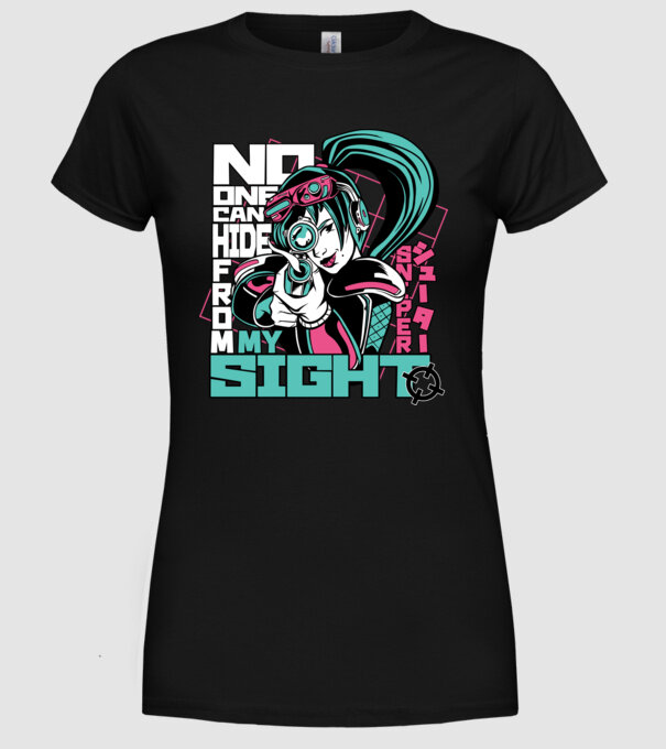 Anime Fată Lunetistă model negru pe tricou