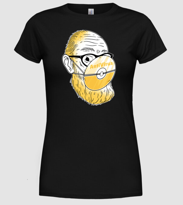 Antivirus model negru pe tricou
