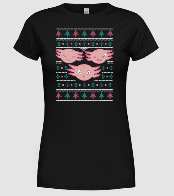 Pulover urât Axolotl model negru pe tricou