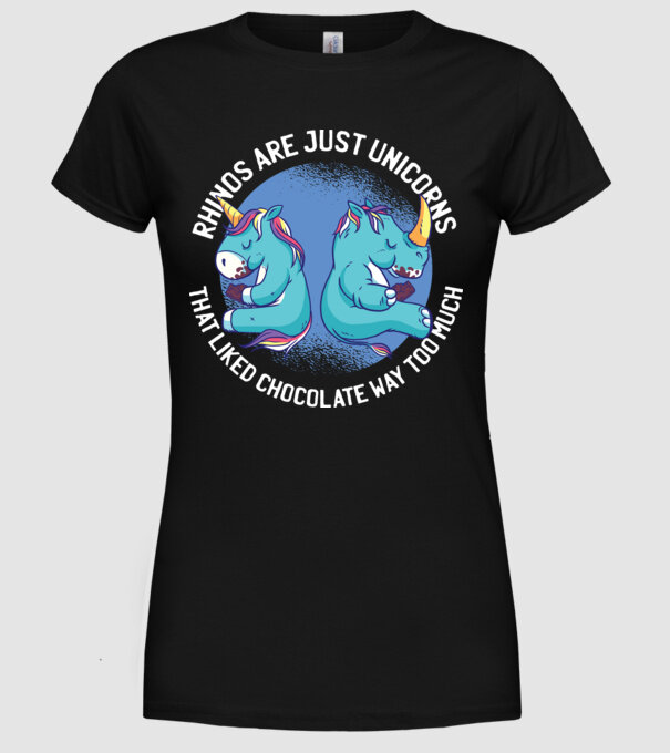 Rinocerul este, de asemenea, un unicorn model negru pe tricou