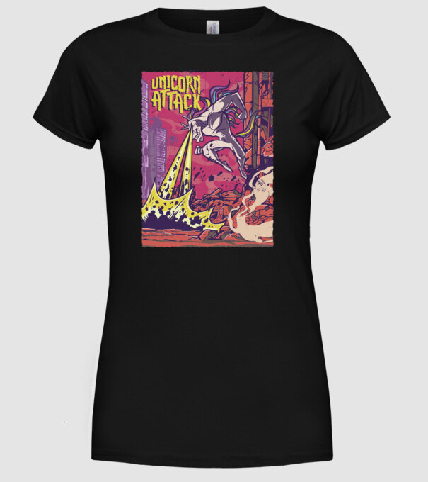 Atacul Unicornului model negru pe tricou