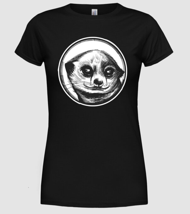 Pui de suricata model negru pe tricou