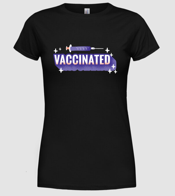 Vaccinat model negru pe tricou