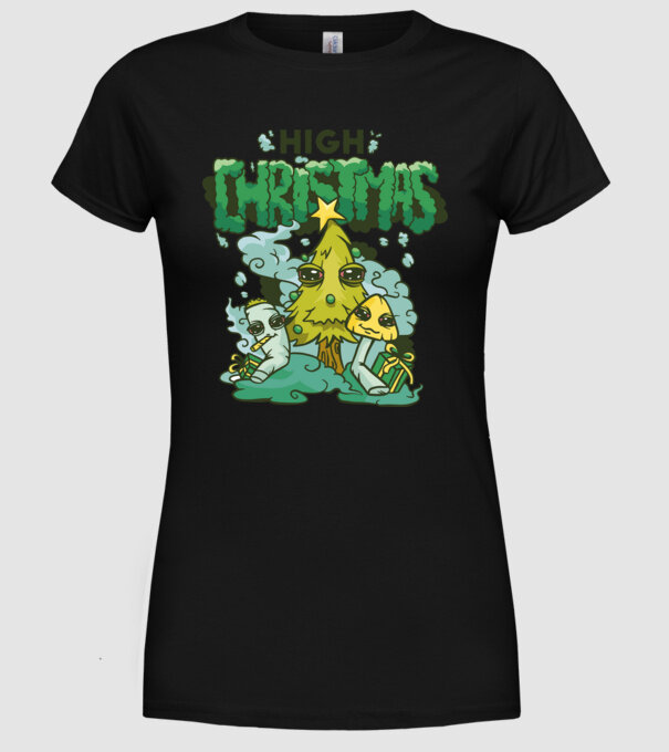 Crăciun drogat model negru pe tricou