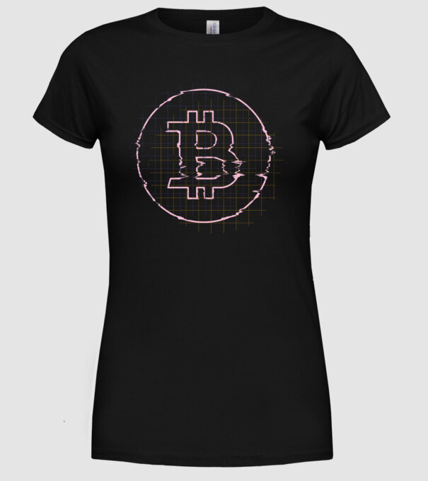 Bitcoin Glitch model negru pe tricou