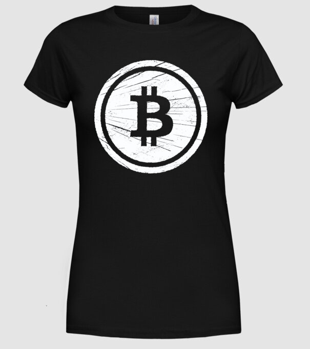 Bitcoin logo model negru pe tricou