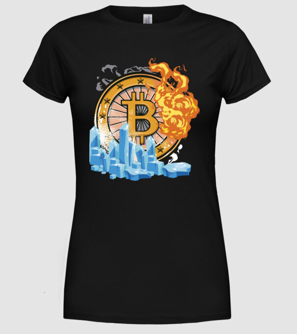 Logo Bitcoin model negru pe tricou