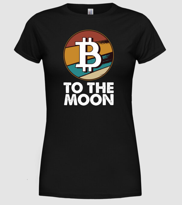 Bitcoin to the moon model negru pe tricou