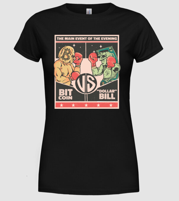 Bitcoin Vs Dolarul SUA model negru pe tricou