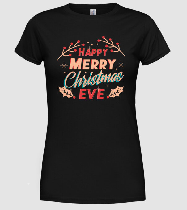 Crăciun Fericit model negru pe tricou