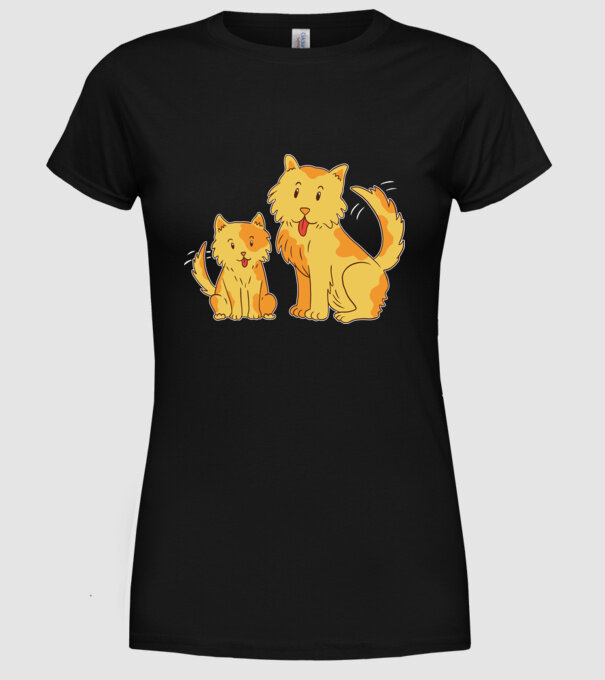 Câini fericiți model negru pe tricou
