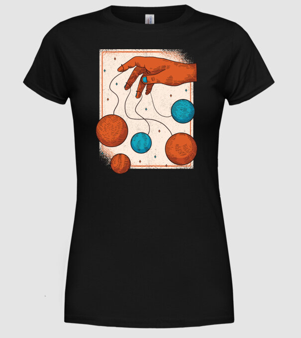 Planete model negru pe tricou