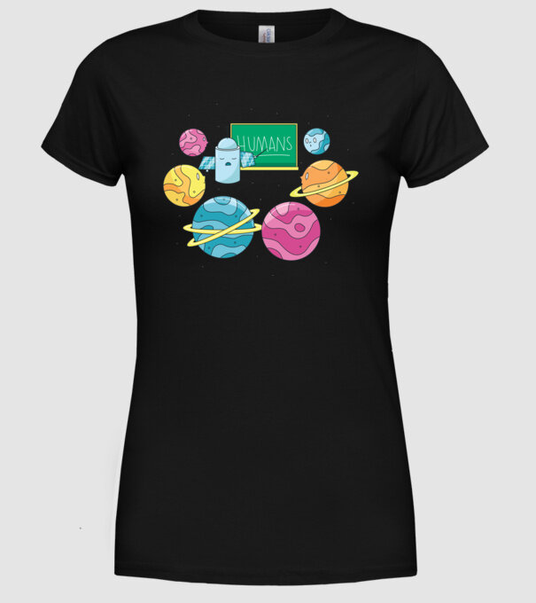 Învățarea planetelor model negru pe tricou