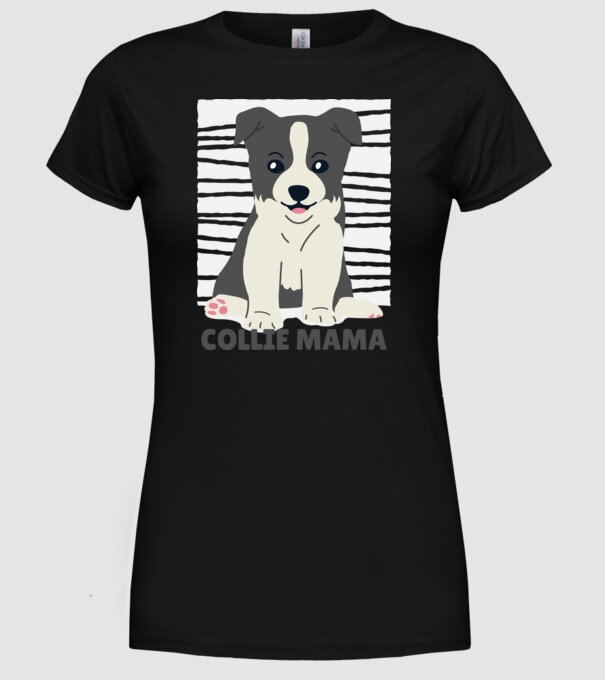 Border Collie Mamă model negru pe tricou