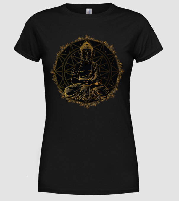 Buddha Mandala model negru pe tricou
