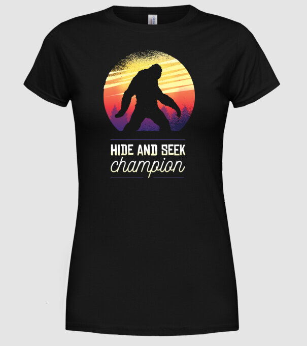 campion de-a v-ați ascunselea Yeti model negru pe tricou