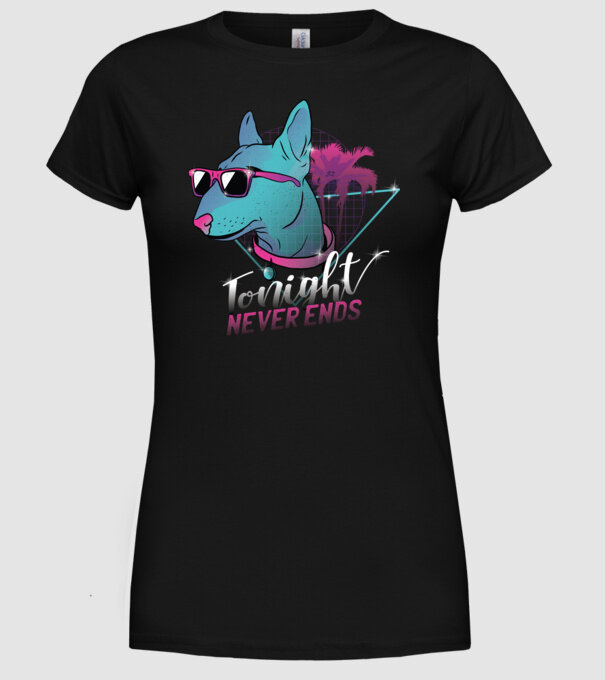 Bullterrier Neon Retro tricou amuzant model negru pe tricou