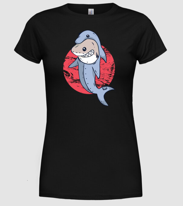 Rechin în costum de delfin model negru pe tricou