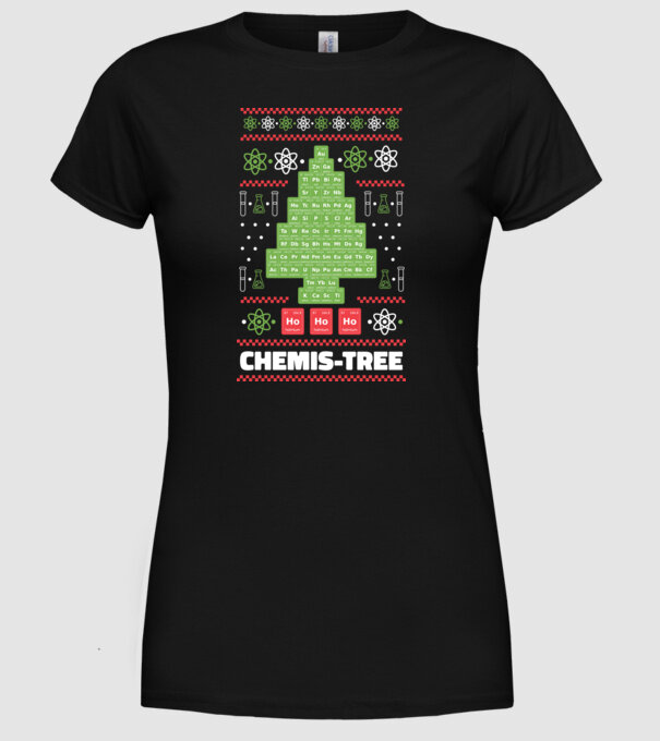 Chemis-tree pom de Crăciun model negru pe tricou