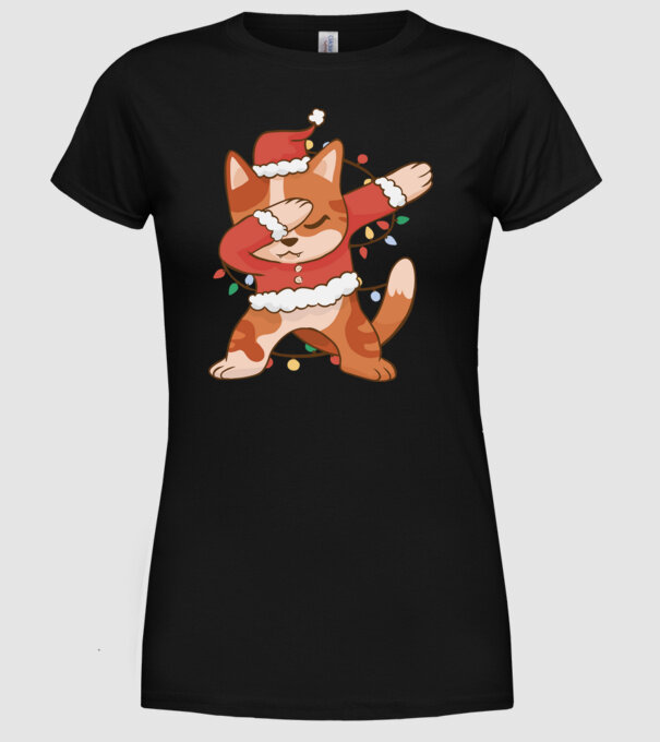 Pisică Crăciun DAB model negru pe tricou