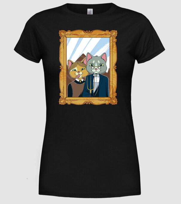 Portret Pisică model negru pe tricou