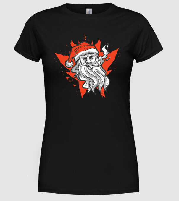 Moș Crăciun Fumător model negru pe tricou