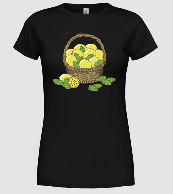 Coș de lămâi model negru pe tricou