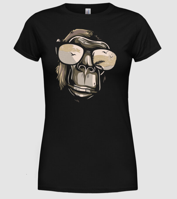 Cool Monkey model negru pe tricou