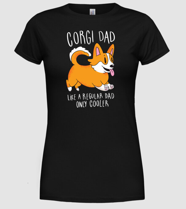 Tată de Corgi model negru pe tricou