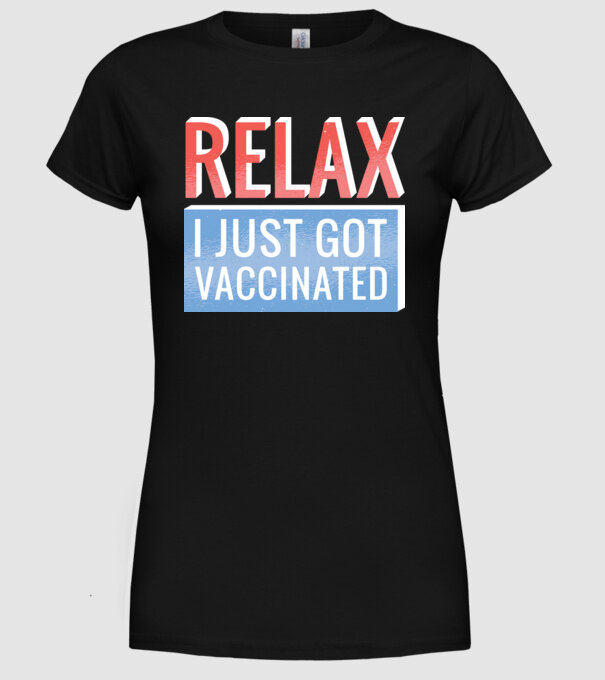 Fii calm, sunt vaccinat model negru pe tricou