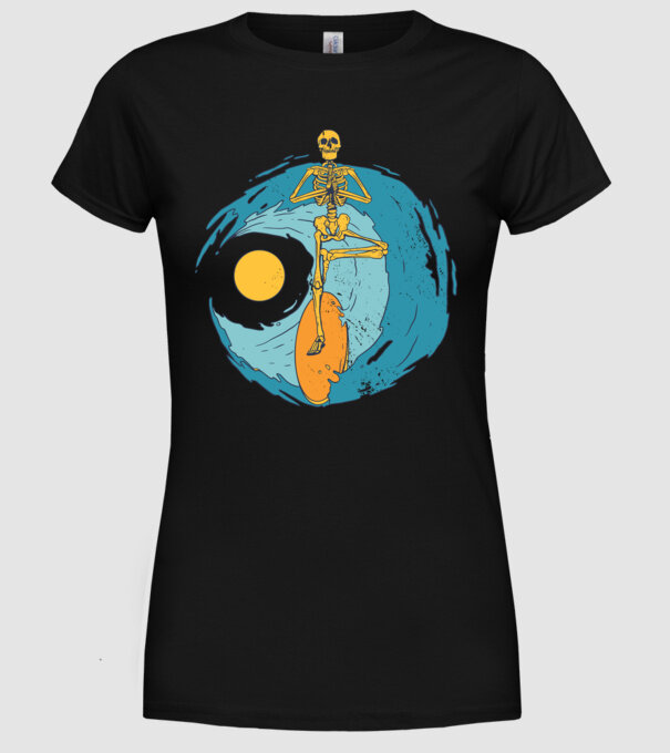 Schelet Surfer model negru pe tricou