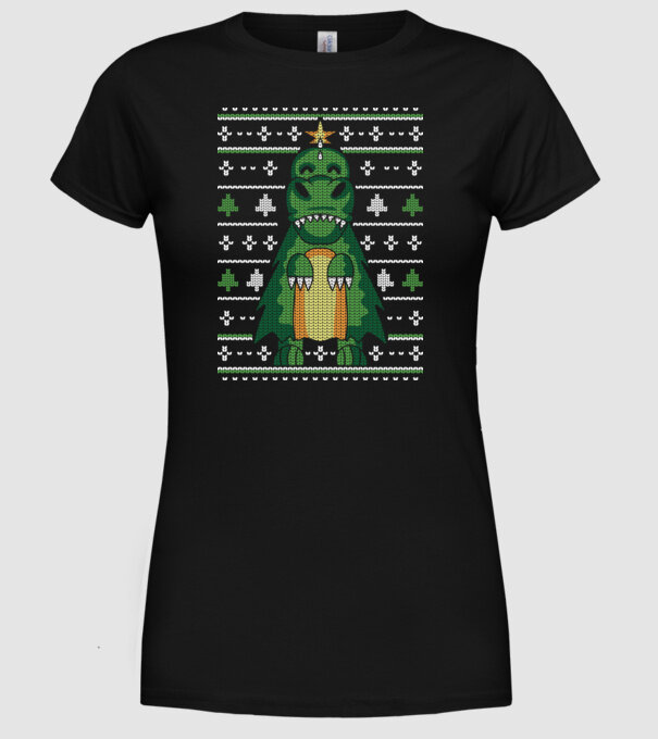 T-rex cu pulovăr urât model negru pe tricou