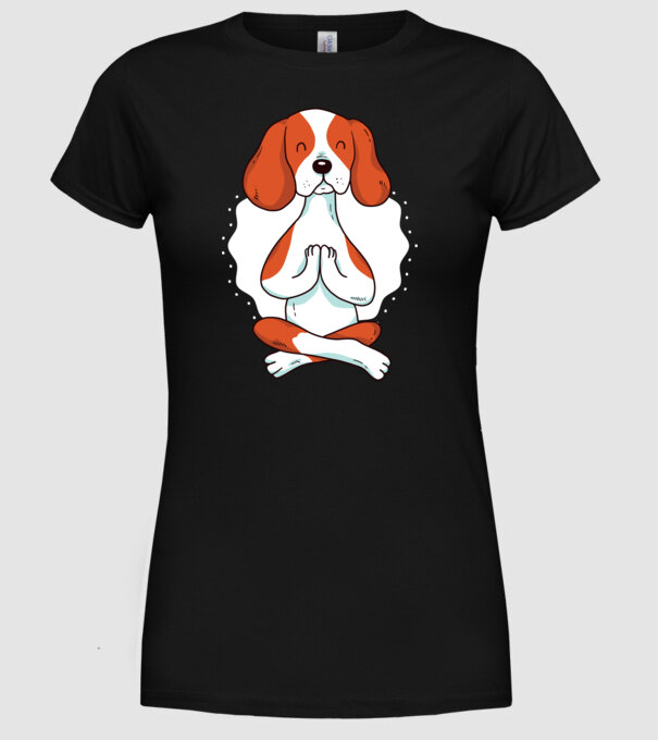 Yoga Drăguț Câine Beagle model negru pe tricou