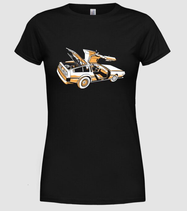 Delorian Înapoi în viitor model negru pe tricou