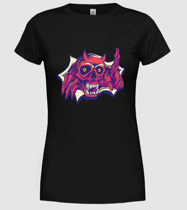 Craniu de Demon model negru pe tricou
