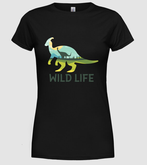 Dinosaur model negru pe tricou