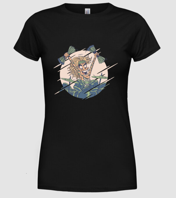 Baterist model negru pe tricou