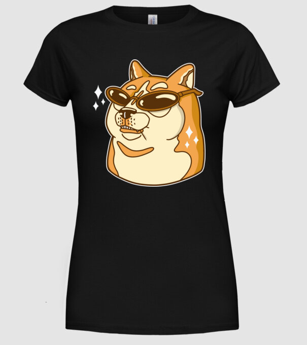 Doge Coin model negru pe tricou