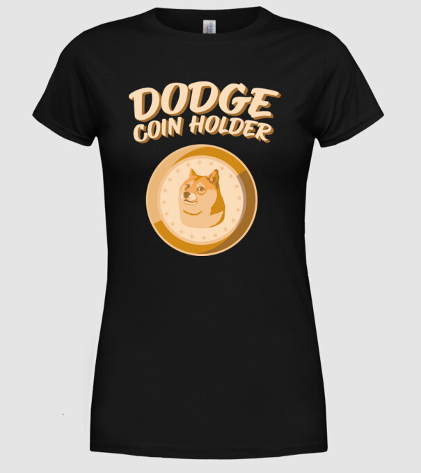 Doge Coin Holder model negru pe tricou