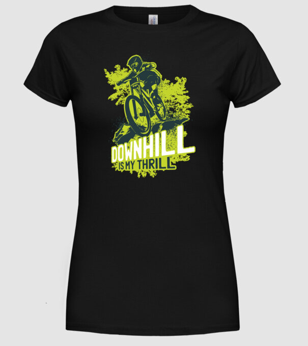 Downhill Is My Thrill tricou bicicletă model negru pe tricou