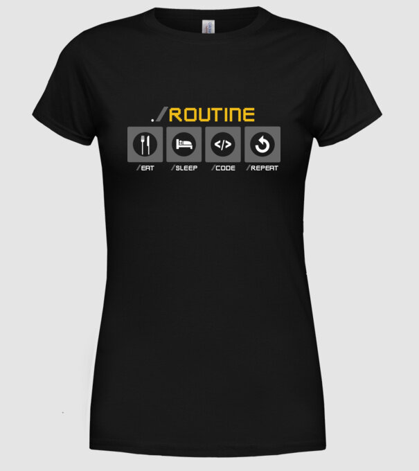Eat sleep code repeat - rutină zilnică developer model negru pe tricou