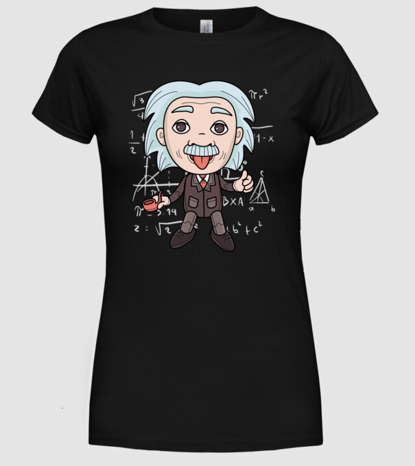 Caricatură Einstein model negru pe tricou