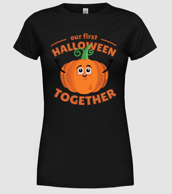 Primul nostru Halloween împreună model negru pe tricou