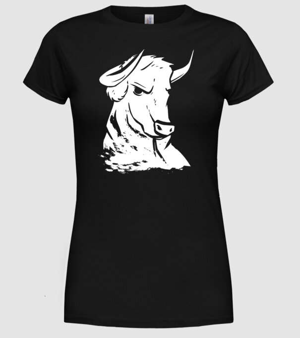 Taur puternic model negru pe tricou