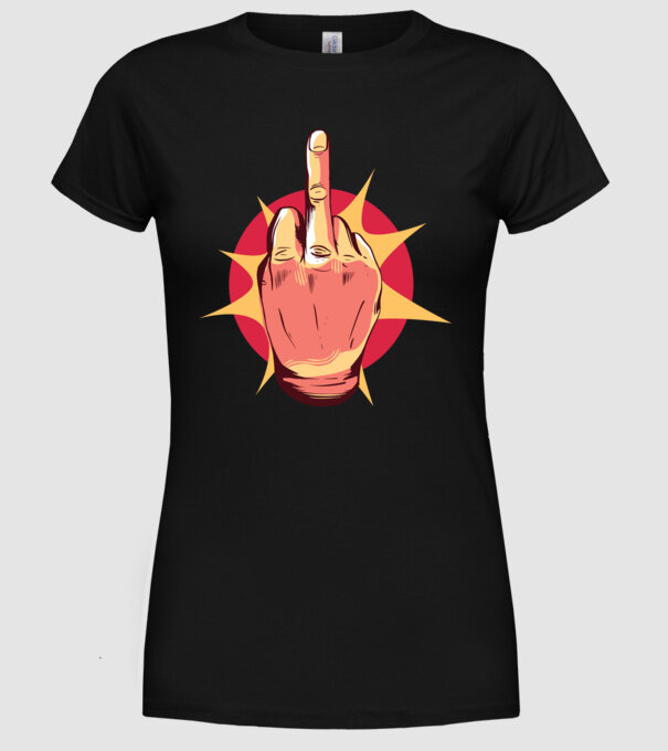 Tricou arată degetul model negru pe tricou