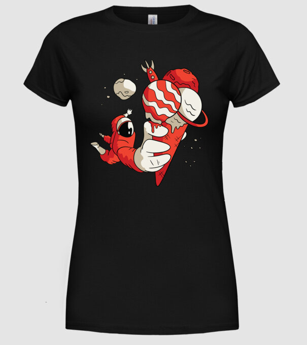 Astronaut cu Înghețată model negru pe tricou