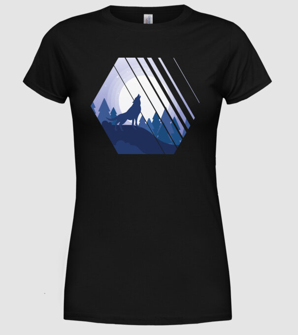 Urlet de lup model negru pe tricou